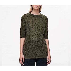 COS Knit Top Mohair Shirt Fluffy Short Sleeve Tunic Blouse Size XS